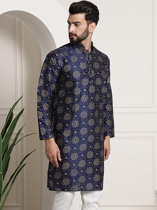 Men Silk Blend Regular Fit Print Design